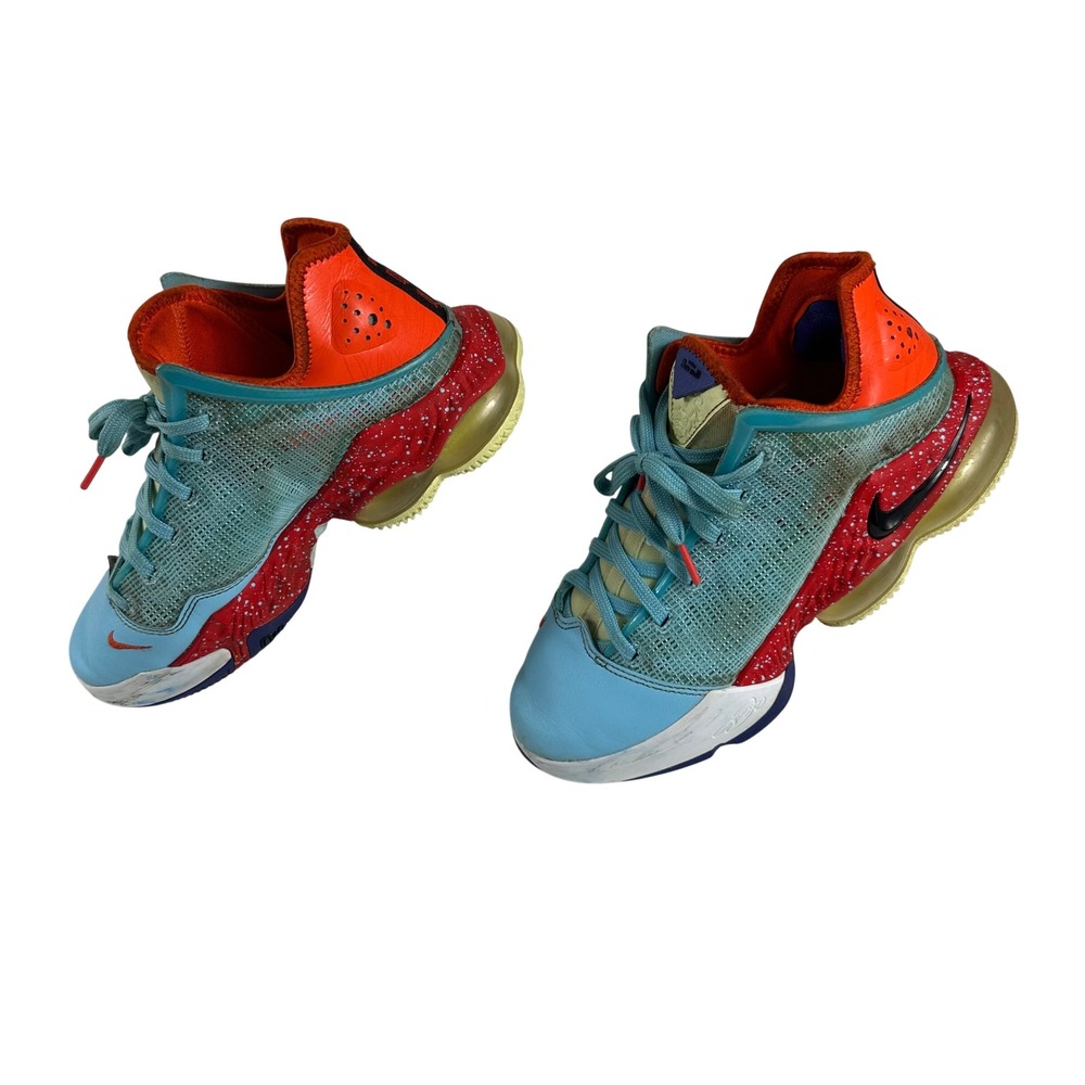 Nike LeBron 19 Low Mens 7 Basketball Shoes Blue Orange Speckled Beater Athletic